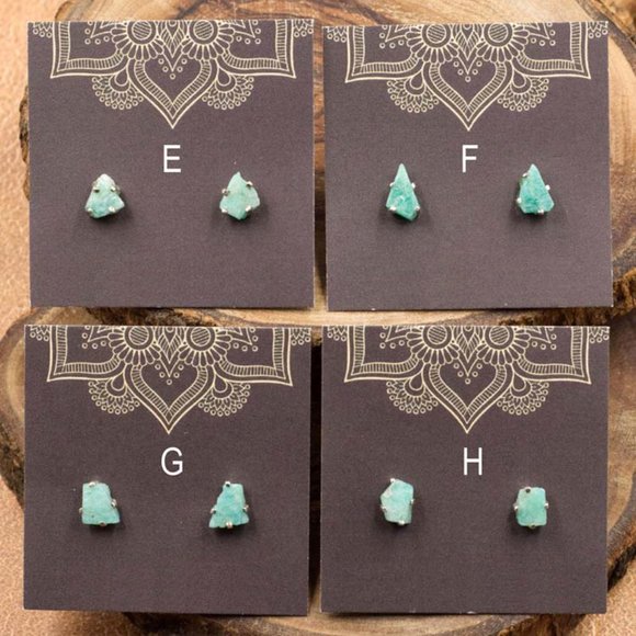 Amazonite and Sterling Silver Crystal Stud Earrings - Choose the pair you want - Picture 3 of 4